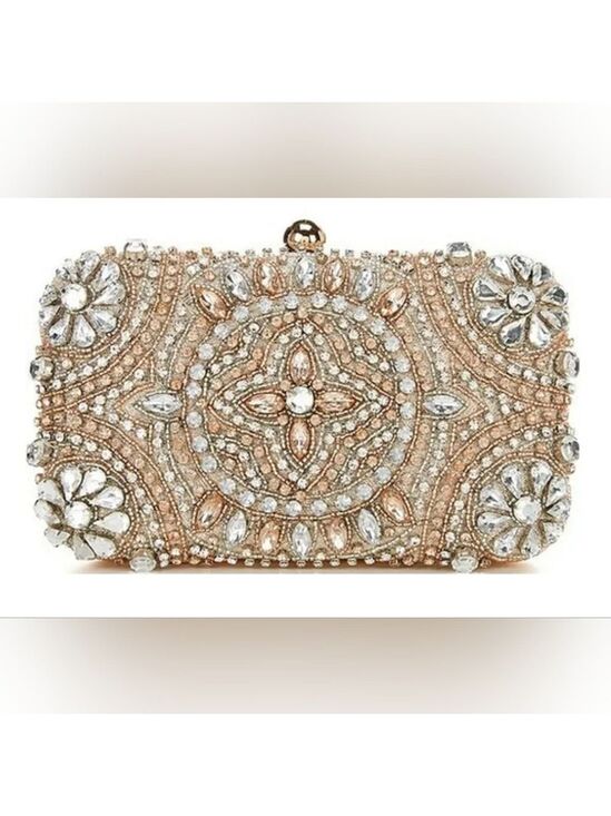 Landry Handbags - Landry Encrusted Crystal Minaudiere Clutch - Rose Gold